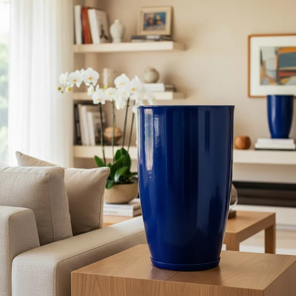 Vaso Grande Polietileno Plantas Marmorizado Brilhante Vietnamita N3 Casa Hall Entrada Área Gourmet