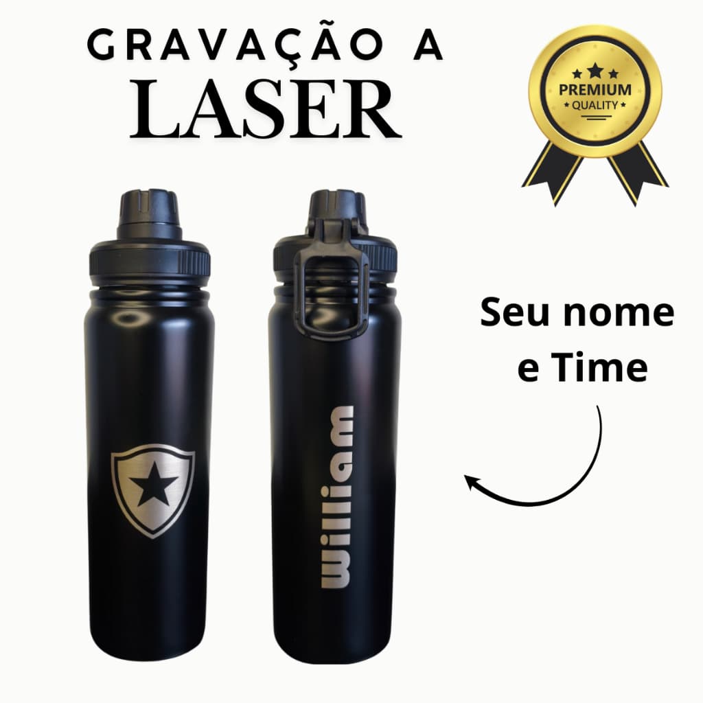 Garrafa Térmica Personalizada Nome + Time em Aço Inox