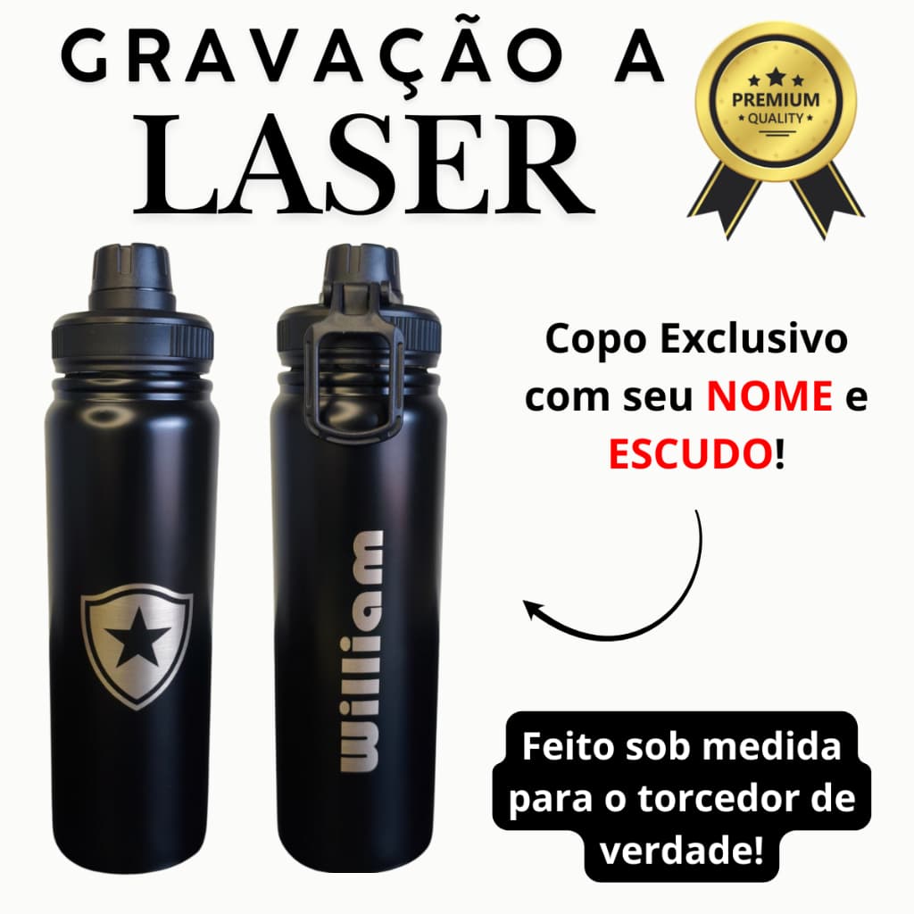 Garrafa Térmica Personalizada Nome + Time em Aço Inox