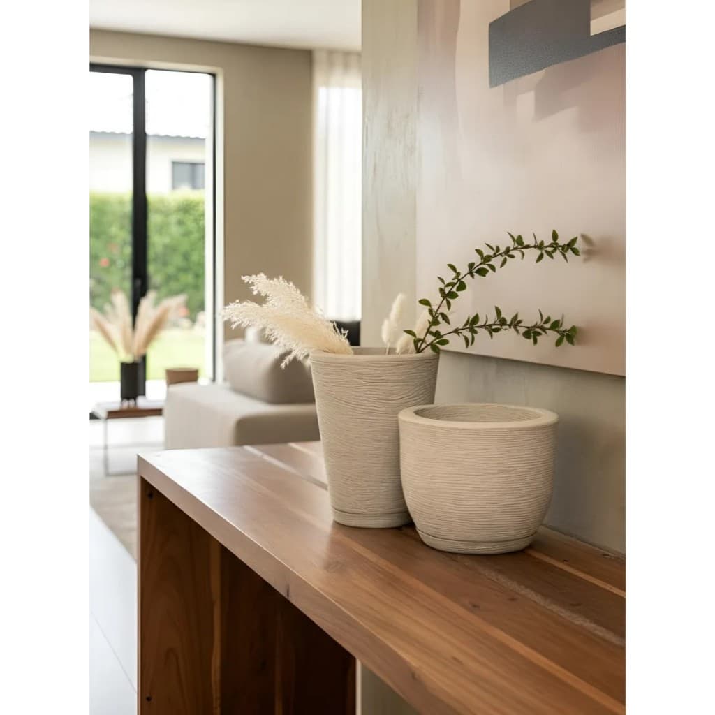 Kit 2 Vasos Escovado Polietileno Jardim Sala Moderno Planta