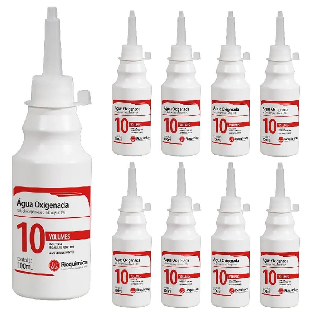 kit c/10 Und Água Oxigenada 10 Volumes - 100 ML