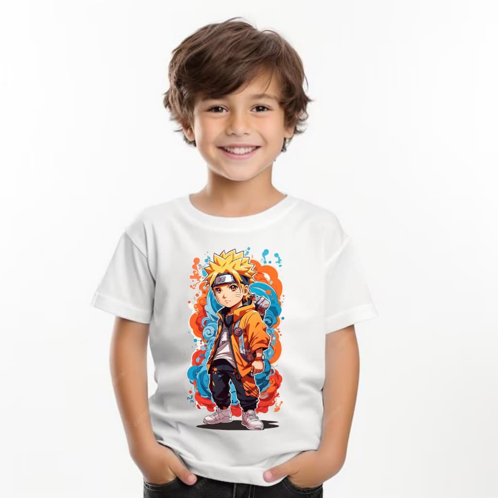 Camiseta Kakashi Anime Infantil Camisa Blusa Naruto Uzumaki Ninja