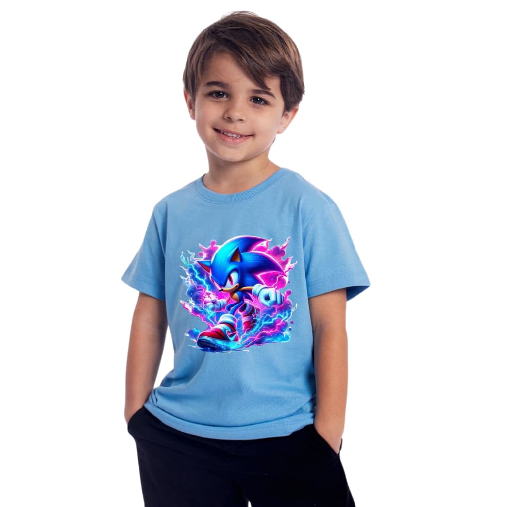 Sonic Camiseta Camisa Blusa infantil Sonic Tails Knuckes Amy Shadow Fantasia  Menino