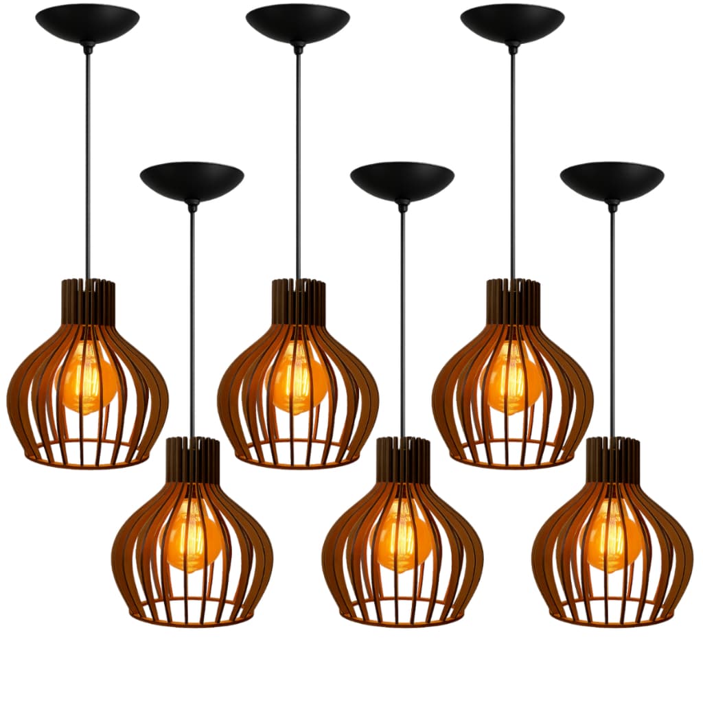 6 Luminaria Pendente Para O Quarto Cozinha Varanda Sala Balcão Cor Marrom - 6ppm