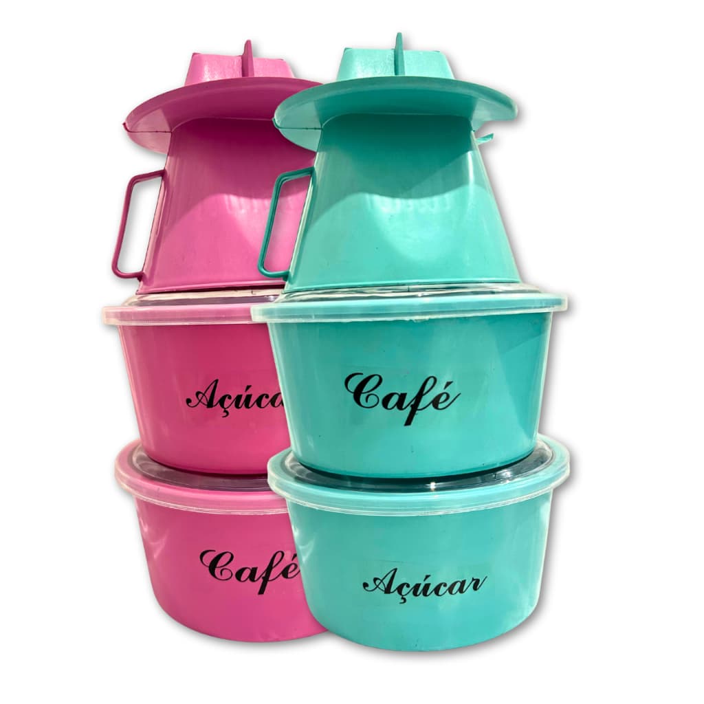 Kit Café Com 2 Potes De Mantimentos 1,2l E Coador Decorativo