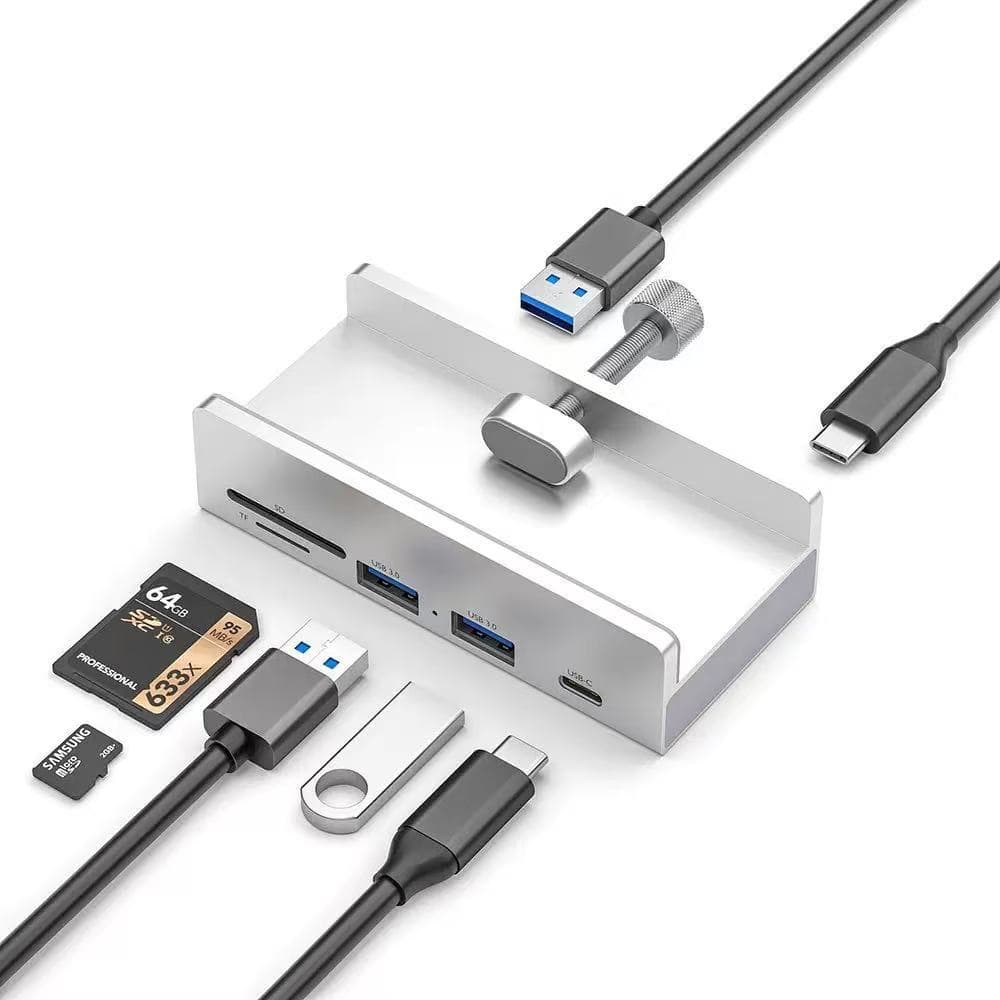 Hub USB DeskMount De Monitor ou Mesa 5 em 1 SD/TF 2 USB A E USB C Para Notebook PC HREBOS IF-314