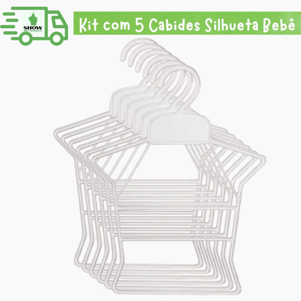 Kit 5 Cabides Silhueta Bebê – Organização e Charme no Closet Infantil