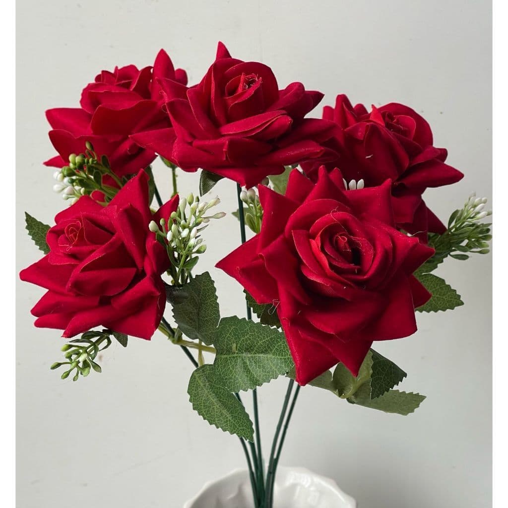Rosa Artificial De Veludo com 5 Flores (igual a de ponta) 3º
