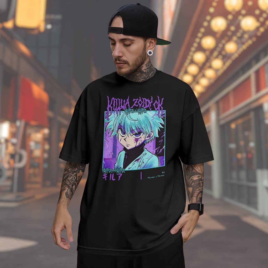 Camiseta Hunter x Hunter Killua Zoldyck Camisa Anime Estampada 100% Algodão