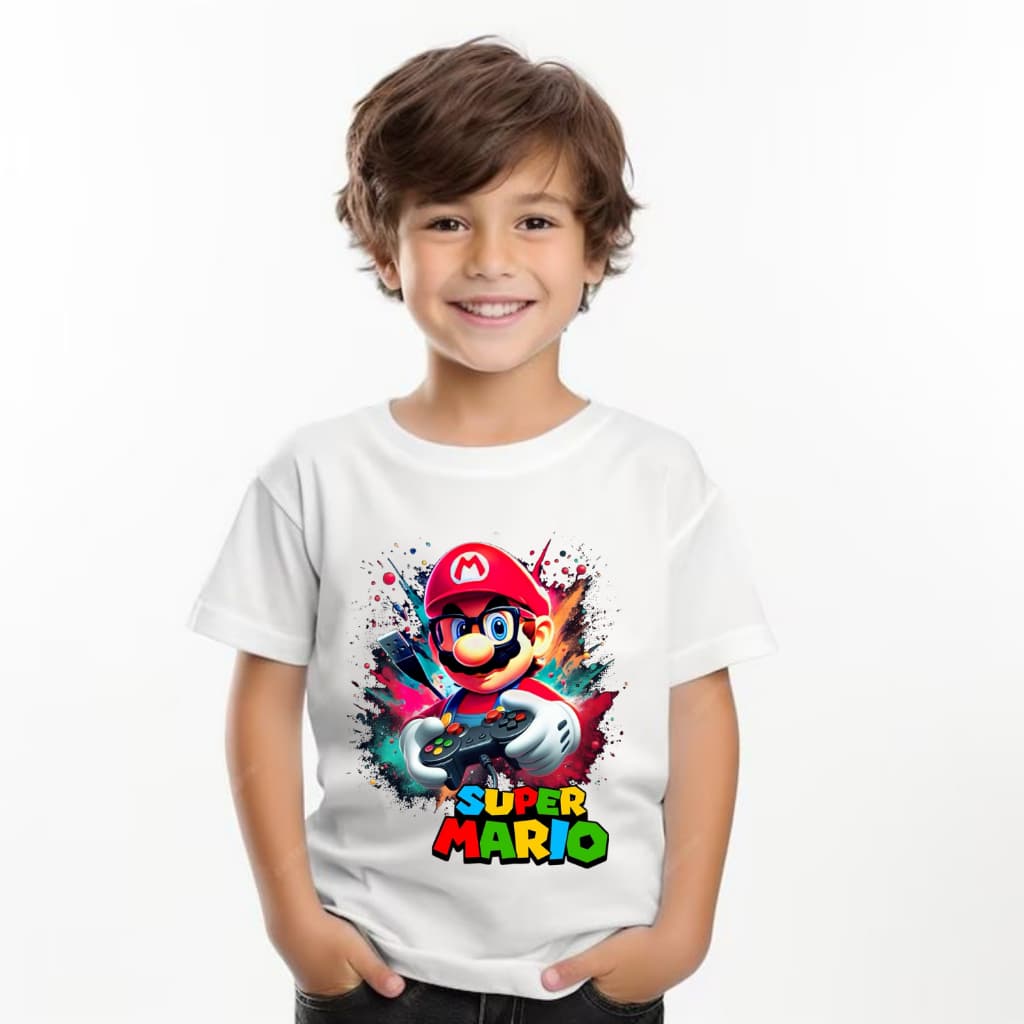 Camiseta Camisa Blusa Infantil Super Mario Bros Luidi Fantasias personagens Menino
