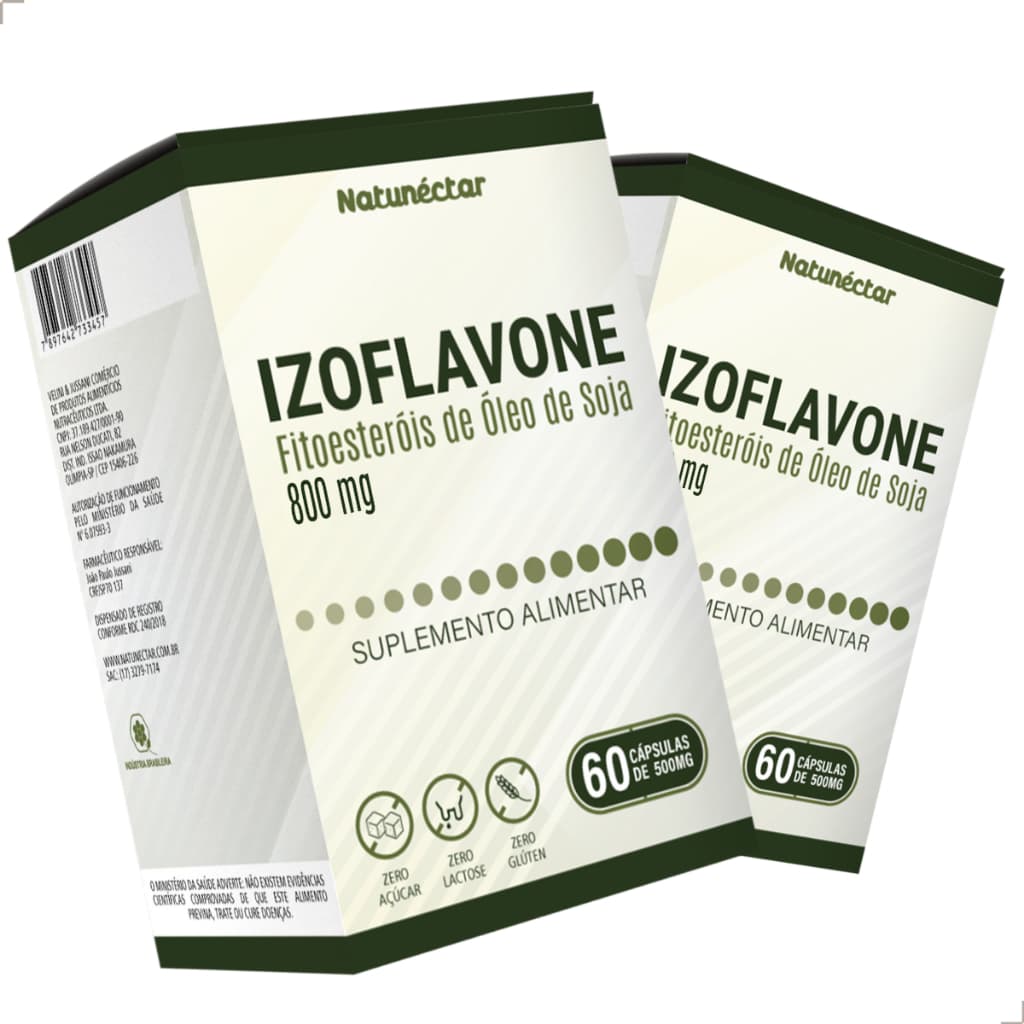 Kit 2x Potes Izoflavone Suplemento Natural Puro Original Vegetais - 800mg 60 Cápsulas Gérmen de Soja