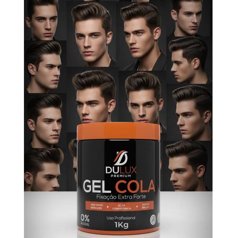 Gel Cola 1Kg Fixação Extra Forte Alta Consistência Profissional Efeito Brilho Para Cabelos