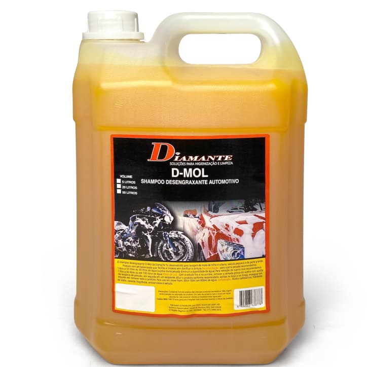Shampoo automotivo Desengraxante D-mol Diamante 5 litros - Pré-Lavagem - Limpeza intensa