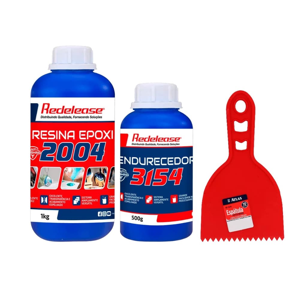 Kit Resina Epóxi 2004 Transparente de Baixa Viscosidade Redelease + Espátula Dentada