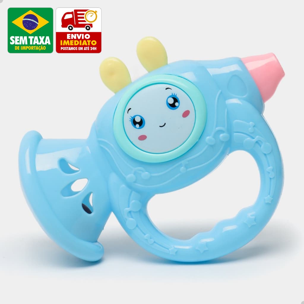 Brinquedo Infantil Chocalho Corneta 13cm para Bebê em Plástico Colorido TOY25031