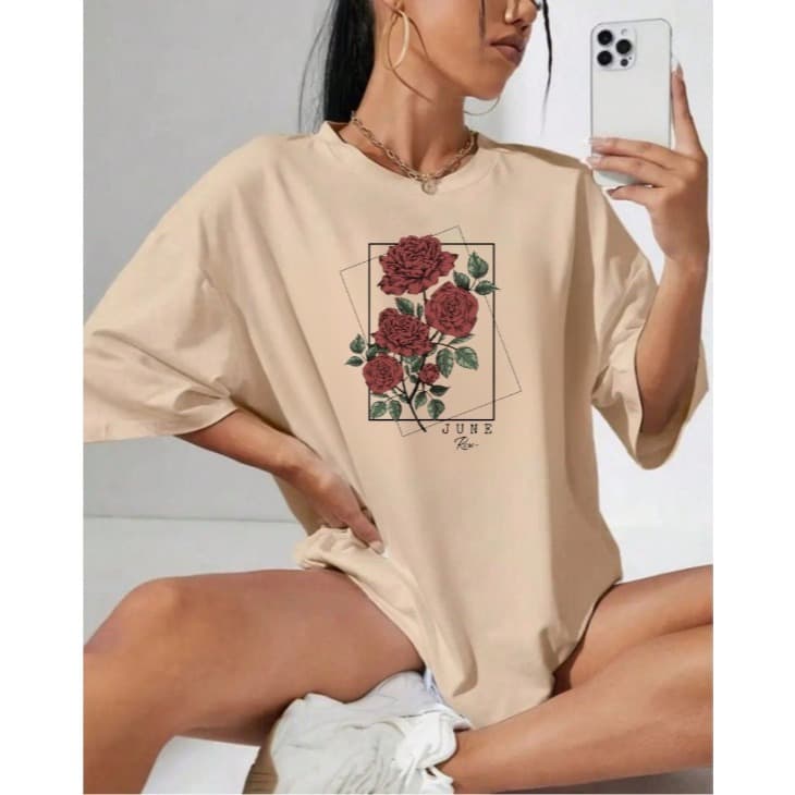 CAMISA PERSONALIZADA FEMININA MALHA PREMIUM COM ESTAMPA DIFERENCIADA - 100% ALGODÃO