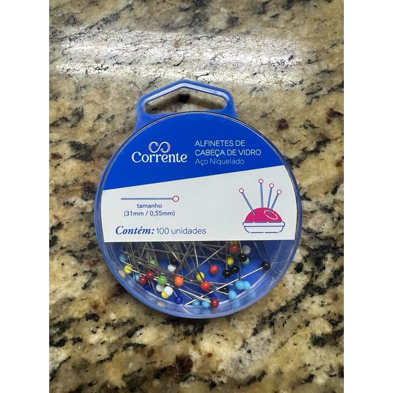 Alfinetes Cabeça de VIDRO  coats corrente  - 100 Unidades