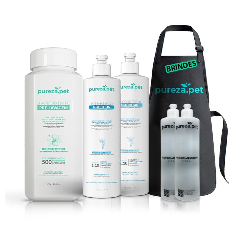 Kit Shampoo Em Pó + Nutrição com brinde 1Avental +2 Diluidores