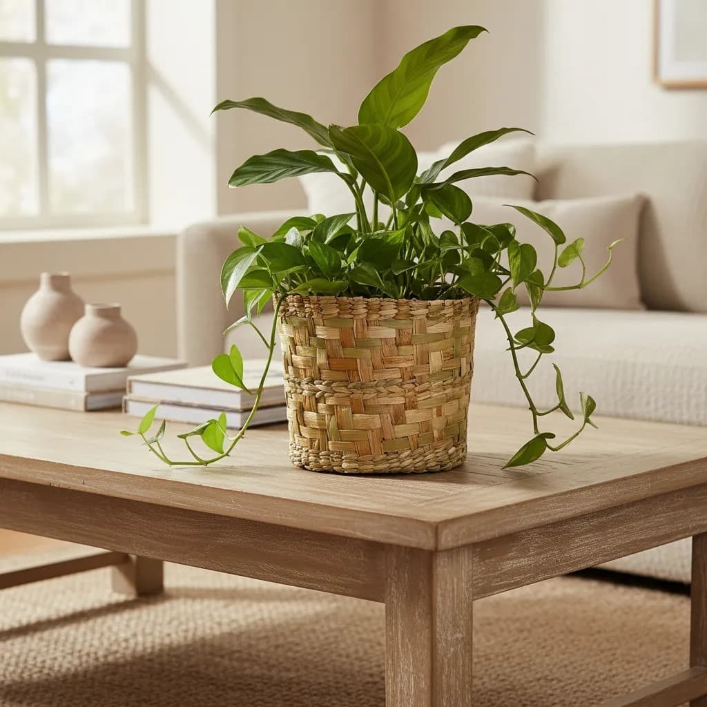 Cachepot De Palha Taboa Cesto Decoração Multiuso Vaso M