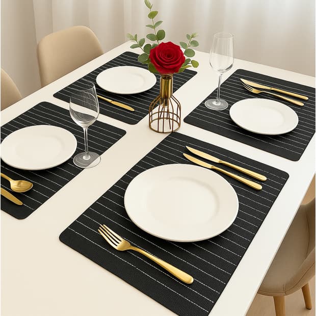 Kit 6 peças Jogo Americano Retangular 6 peças de PVC - Sousplat para Mesa Posta - Elegante para Jantar, Almoço e Café