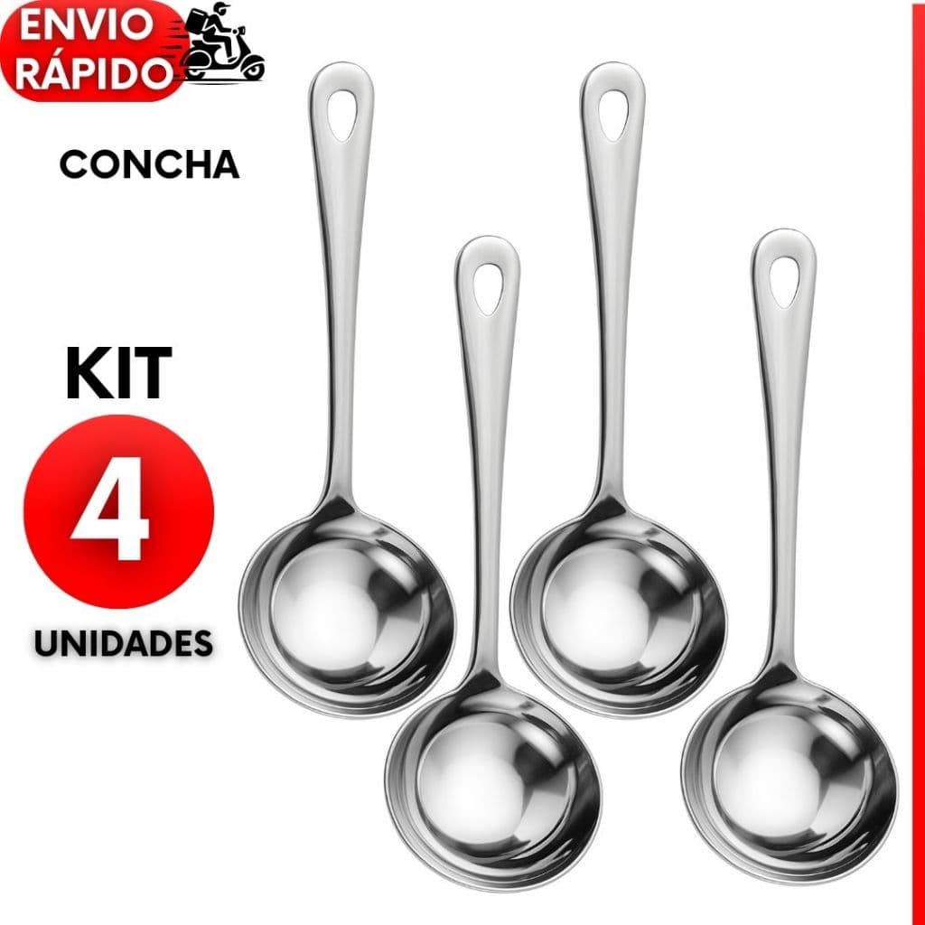 Conchas Concha para Feijão 4 ou 2 un Aço Inox Premium Utensílio Cozinha Sopas e Caldos Restaurante Buffet