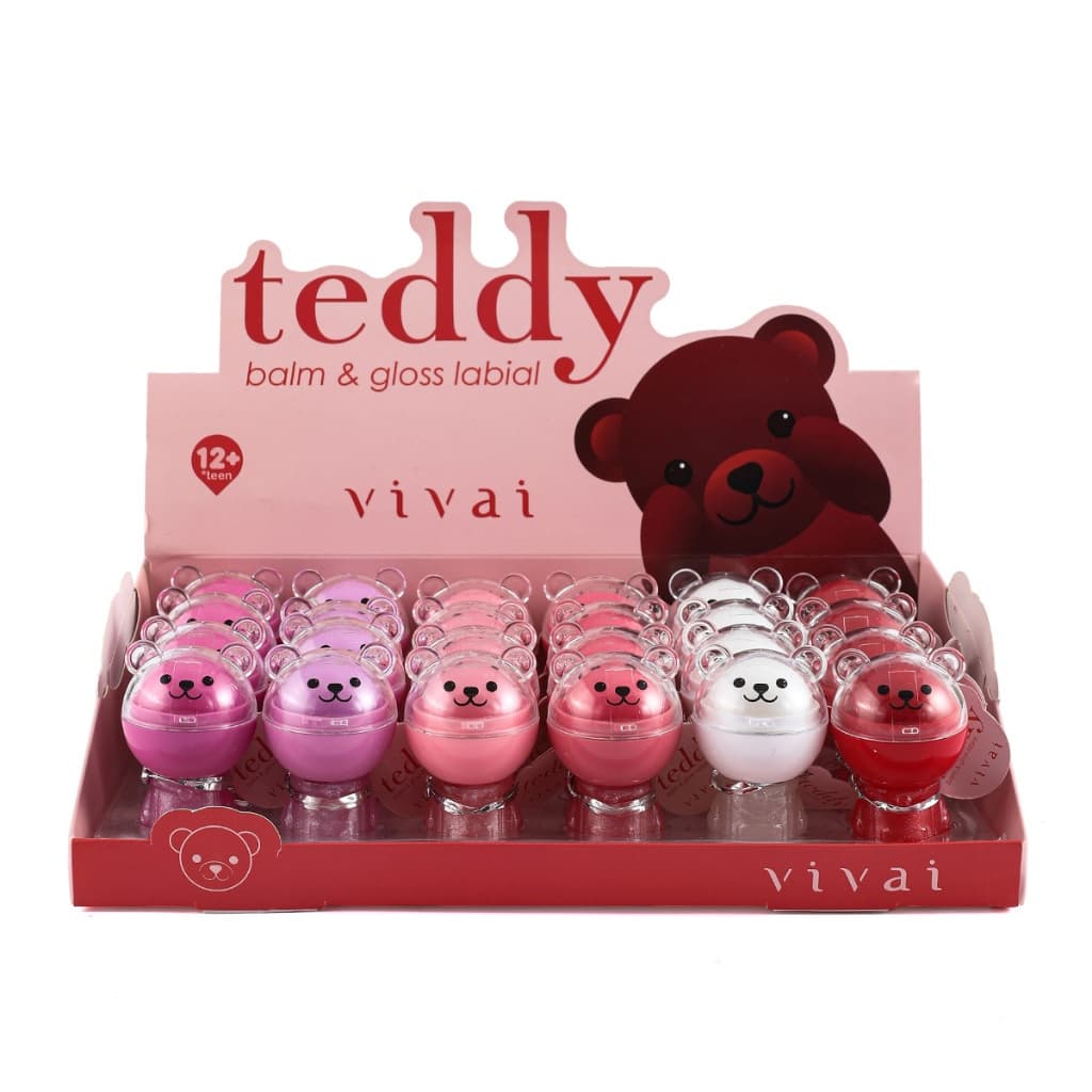 Vivai Balm & Gloss Teddy 2-em-1 – Hidratação + Brilho em embalagem ursinho