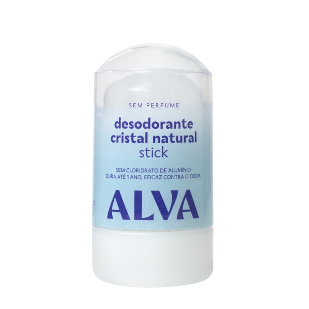 Desodorante Stick Cristal Natural Alva 60g Vegano - Dura até 1 Ano
