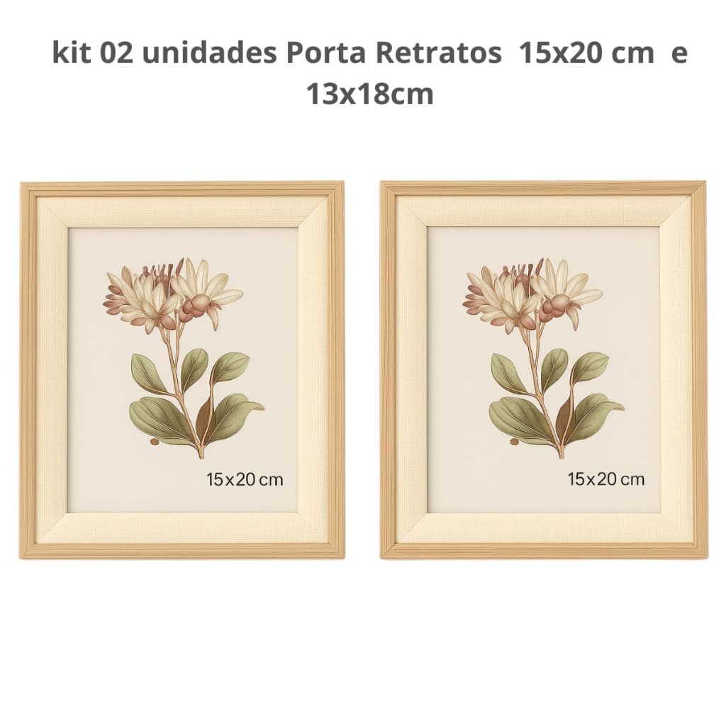 kit 02 unidades Porta Retratos  MDF Lyor tamanhos:13x18 cm e 15x20cm Vidro