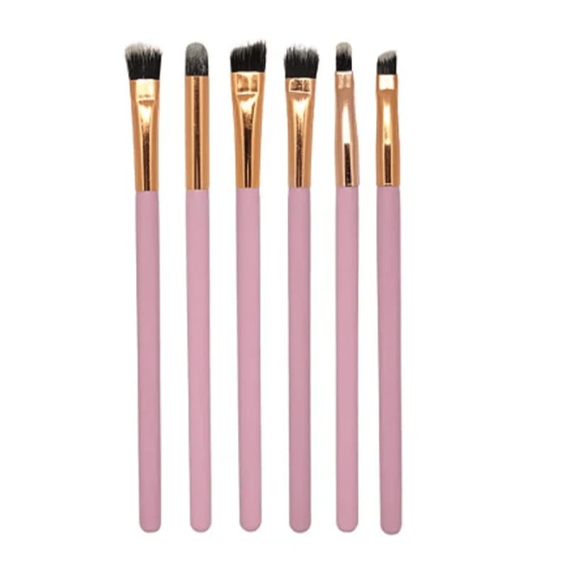 Kit com 06 Pincéis Rosa para Maquiagem Ruby Anjo
