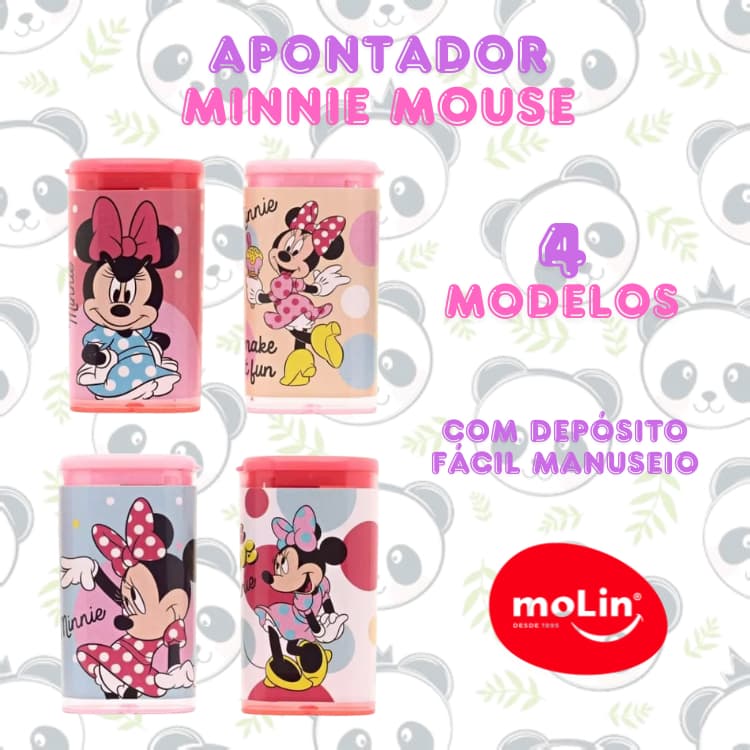 Apontador com Depósito Minnie Mouse 1 Furo 4 Modelos | Molin