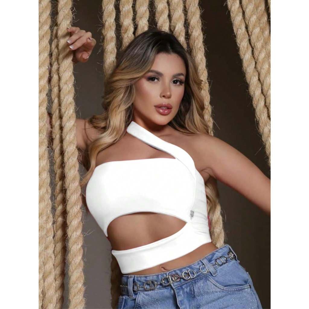 Cropped Tomara Que Caia Faixa Decotado Ombro a Ombro Moda Blogueira Gringa
