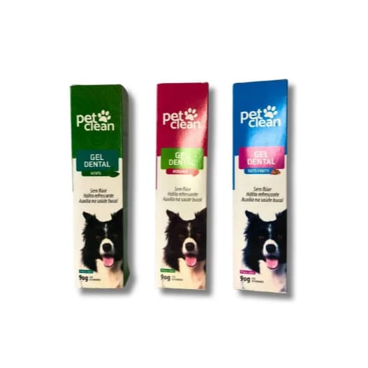 Pasta De Dente Gel Dental Cães e Gatos Pet Clean Morango Tutti-Frutti Menta 90g