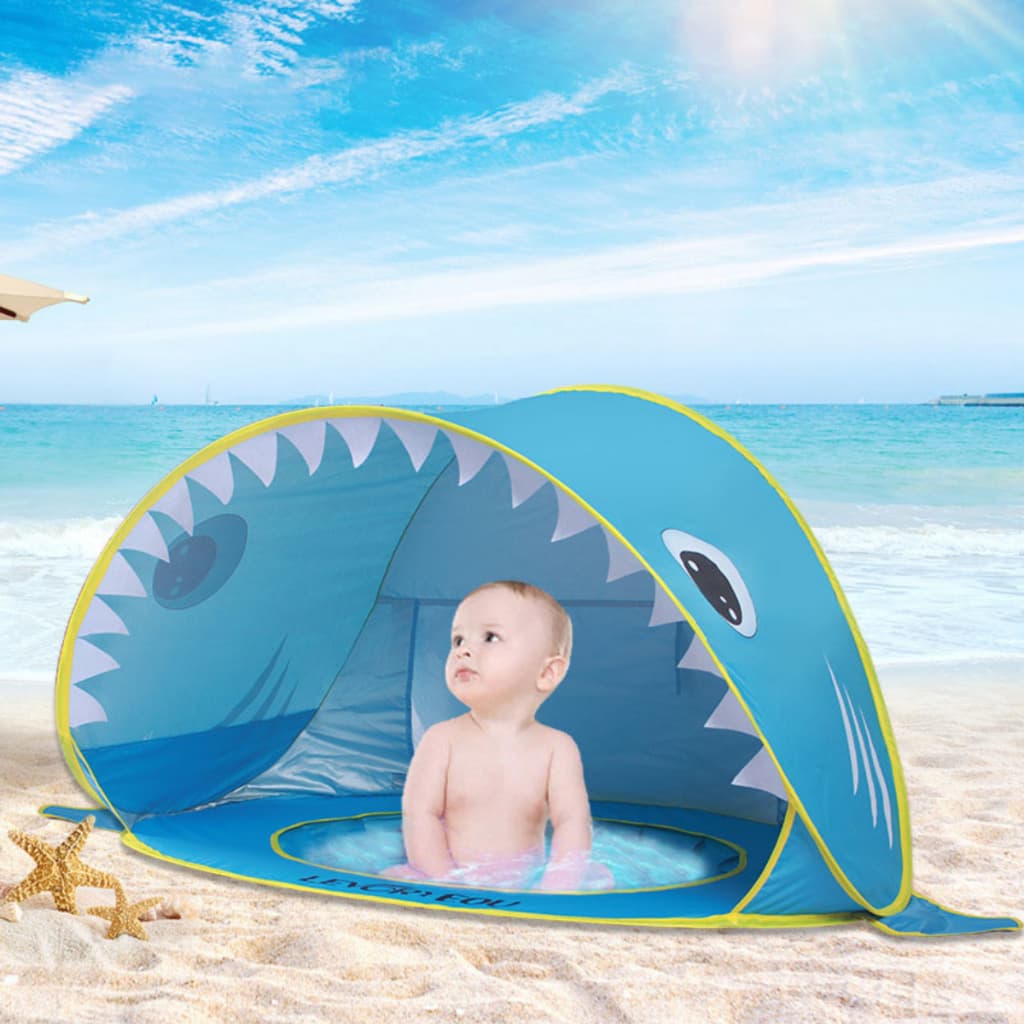 Cabana Infantil Pop-Up em Formato de Peixe com Proteção Solar SPF 50+ Barraca para Crianças