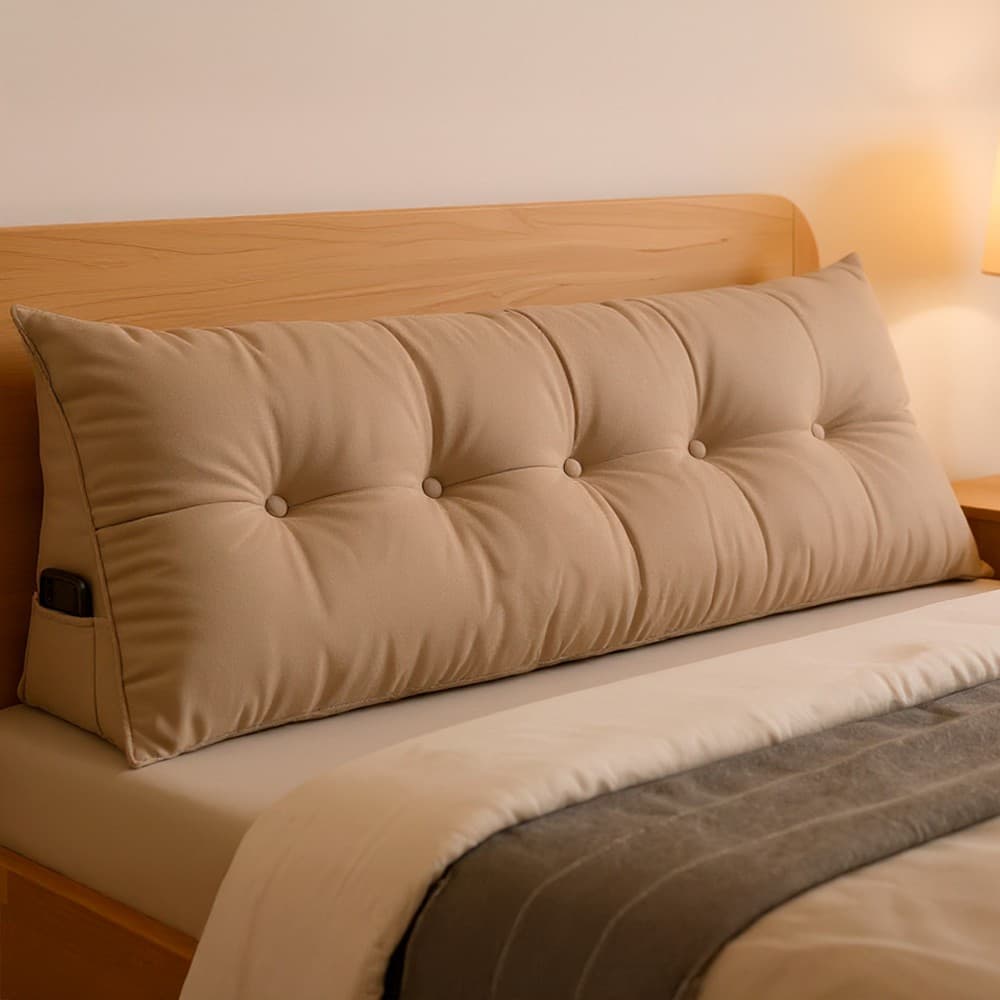 Almofada de Cabeceira Encosto Apoio para Lombar com Bolso Lateral 195x50x20cm BF Colchões