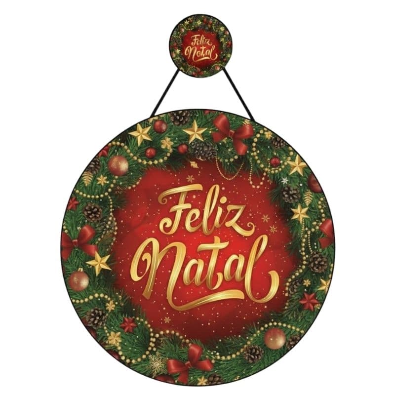 enfeite de porta feliz Natal em MDF envio imediato