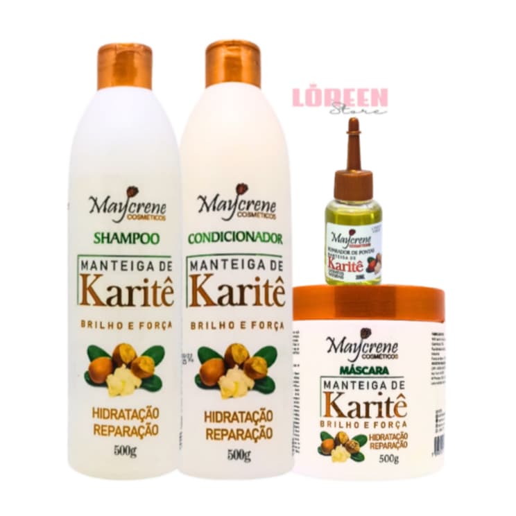 Manteiga de Karité  Maycrene – Linha Completa para Cabelos Secos e Danificados