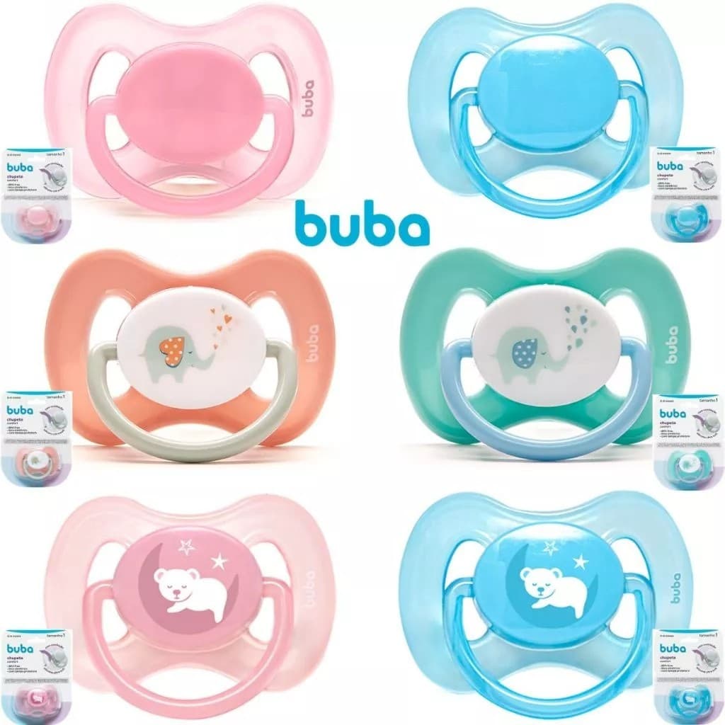 Chupeta Buba Comfort Ultra Soft Silicone Tamanho 1 e 2 – Brilha no Escuro, Livre BPA