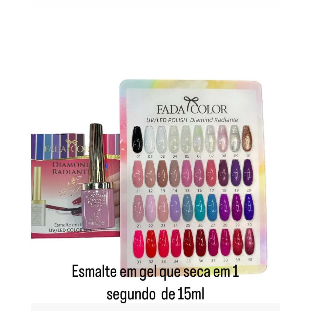 Esmalte Gel Profissional Fada Color Diamond Radiante 15ml - Cores Vibrantes e Resistentes Modelo-FC-40-15ML