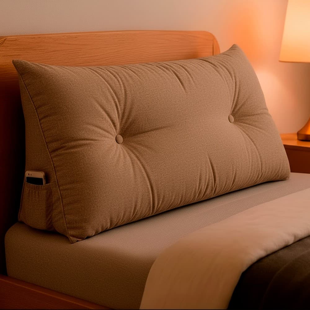 Almofada de Cabeceira Encosto Apoio para Lombar com Bolso Lateral 90x50x20cm BF Colchões