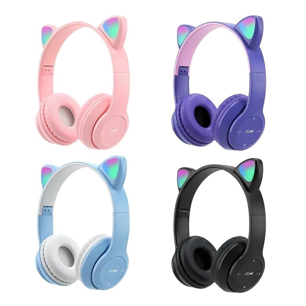 Fone Ouvido Bluetooth Gatinho Sem Fio Com Luz Led STN-28