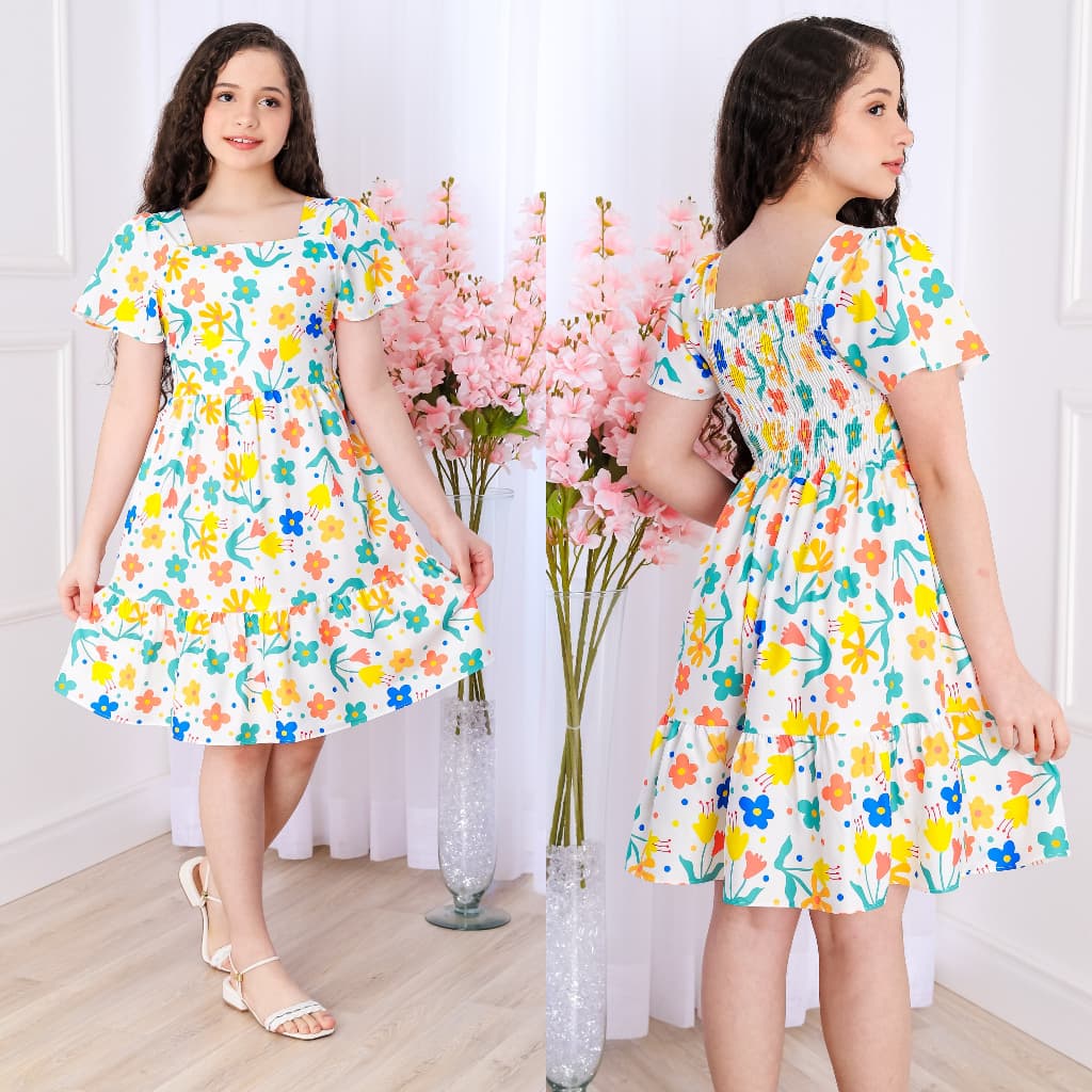 vestido curto para meninas juvenil infantil de manga curta estampado