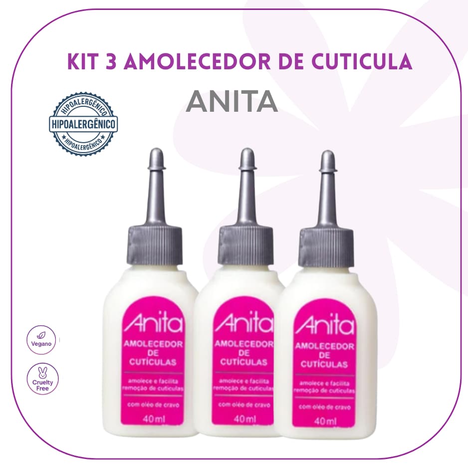 ANITA UNHAS - KIT 3 AMOLECEDOR DE CUTICULAS - MANICURE - PROFISSIONAL