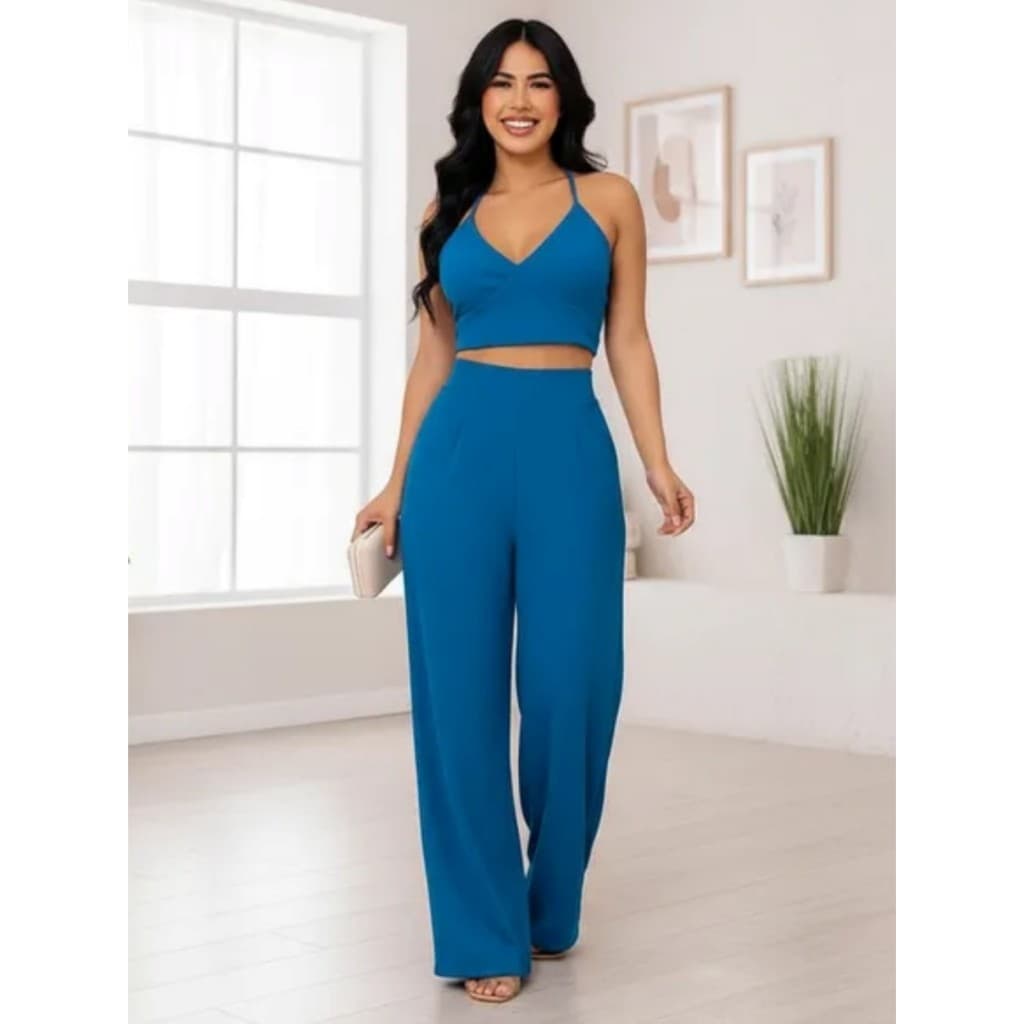 Conjunto Calça Pantalona e Cropped