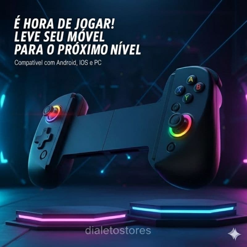 Controle Gamepad D8 Bluetooth 5.2 – Turbo, 6 Eixos, Giroscópio, Vibração – Android, iOS, PS3, PS4