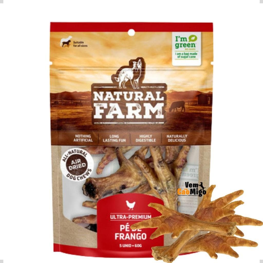 Petisco Natural Para Cães Pé De Frango Desidratado 05 Unid