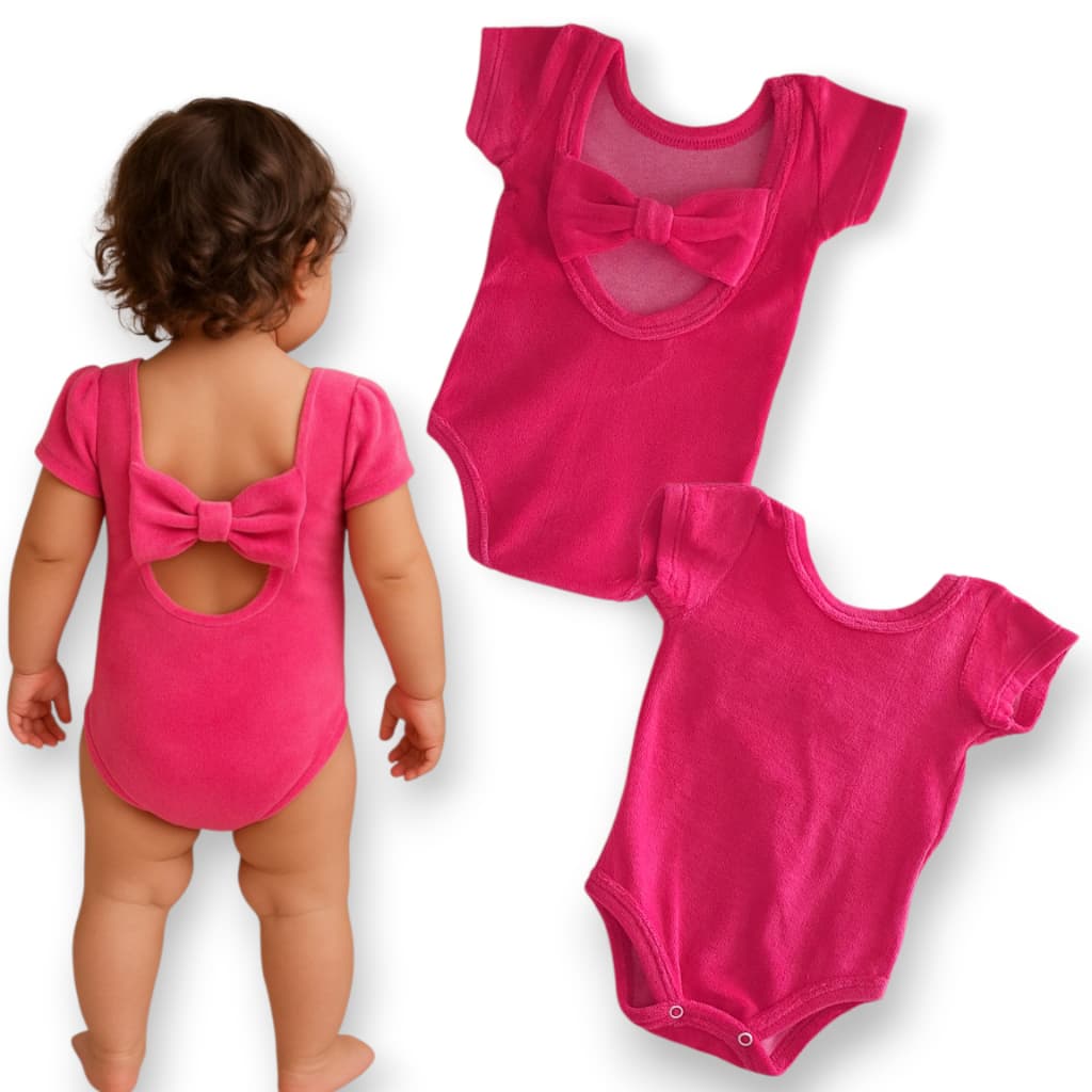 Body Bebê Menina Mini Diva Body Infantil Laço Rosa Pink