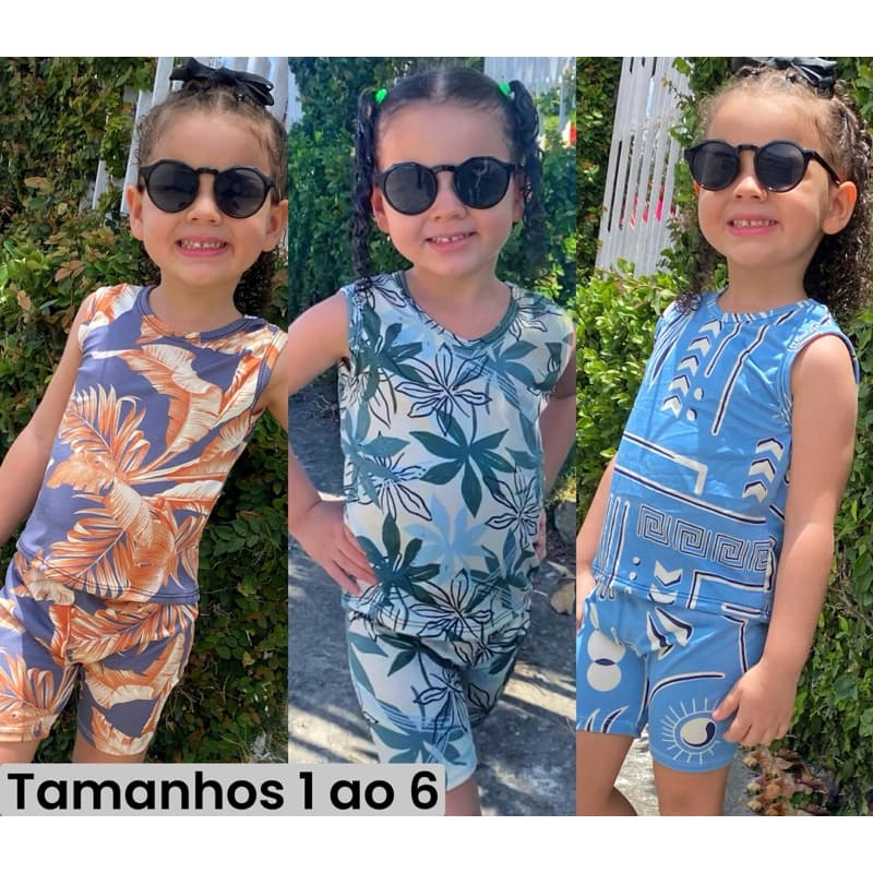 Kit Conjunto 6 Peças de Roupas Infantil Menina  -  *Kit com 3 Conjuntos de Roupa Infantil  Verão