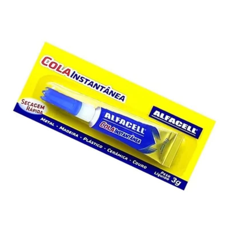 Cartela com 12 Tubos de Cola Instantânea 3g – Secagem Rápida e Alta Fixação