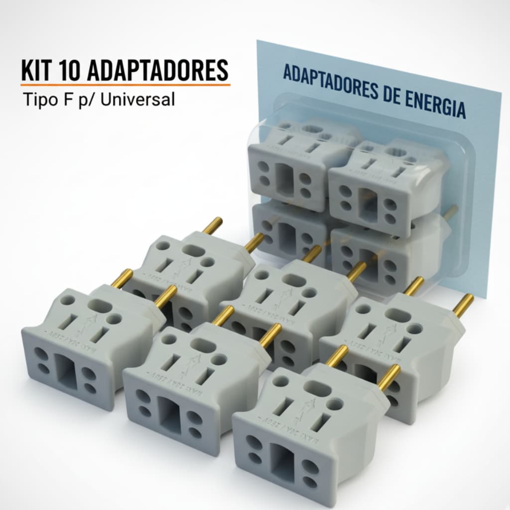 KIT 10 Adaptadores de Tomada Universal Padrão Brasileiro 2 Pinos Benjamim T