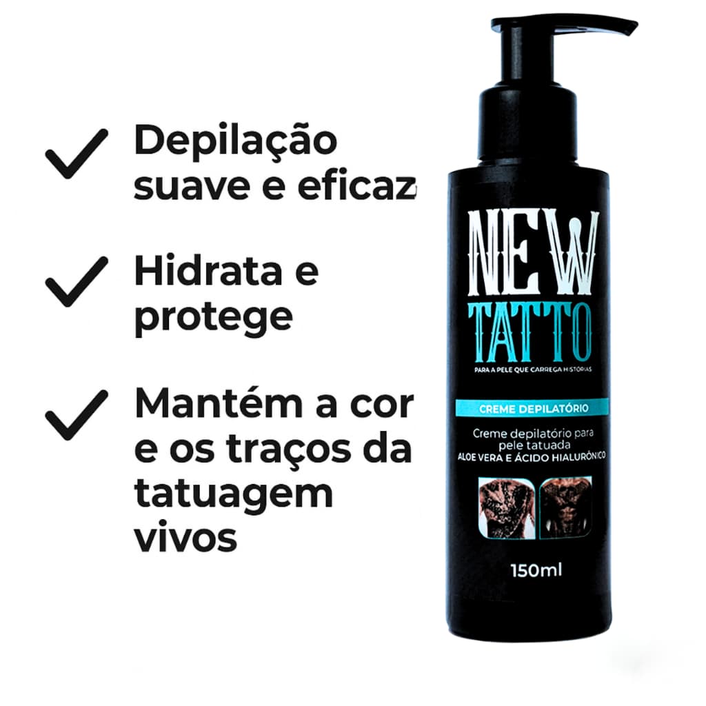 Creme Depilatório New Tatto 150ml | Depilação Segura e Hidratante para Tatuagens!